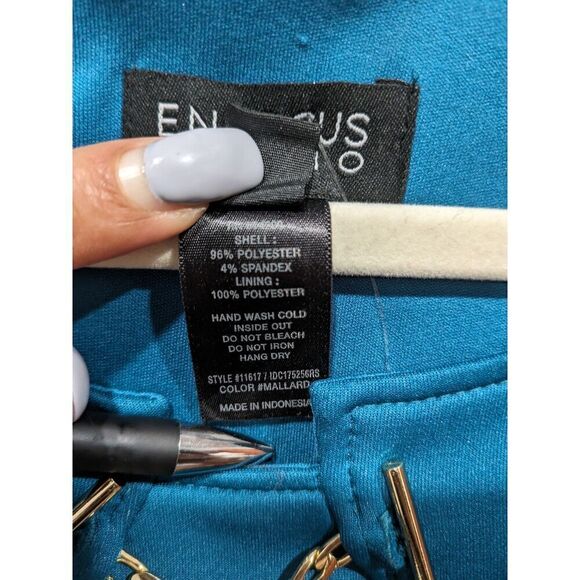 New! EnFocus Studio Dark Teal Blue Green Sleeveless Gold Chain Sheath Dress, 8 - Picture 5 of 7